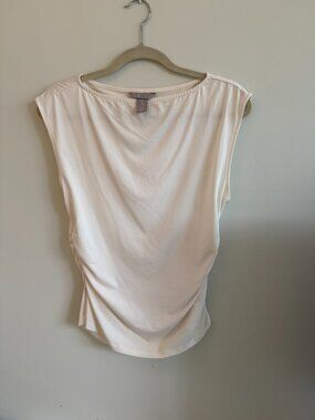 H&M Draped Ivory Top with Side Ruching- Size M